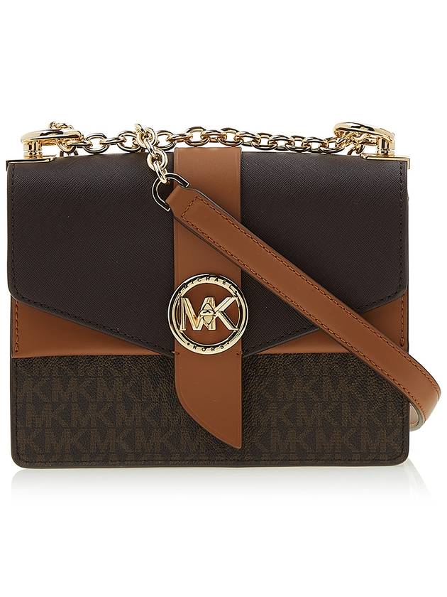 Greenwich Small Color Block Logo Saffiano Leather Cross Bag Brown - MICHAEL KORS - BALAAN 2