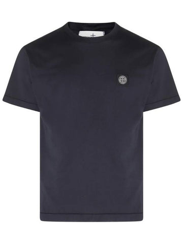 Logo Patch Short Sleeves T-Shirt Navy - STONE ISLAND - BALAAN 1