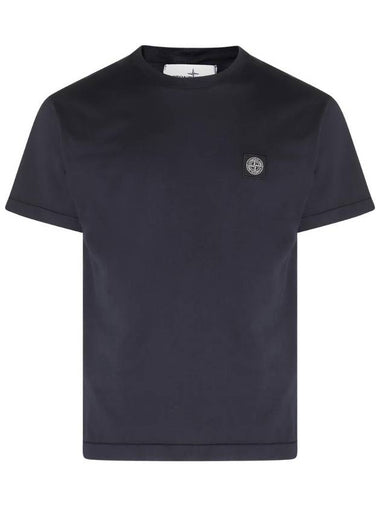 Logo Patch Short Sleeves T-Shirt Navy - STONE ISLAND - BALAAN 1