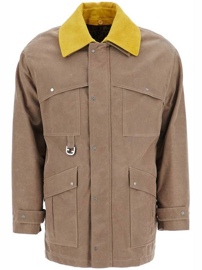 Waxed Cotton Blouson Jacket Beige - FENDI - BALAAN 2