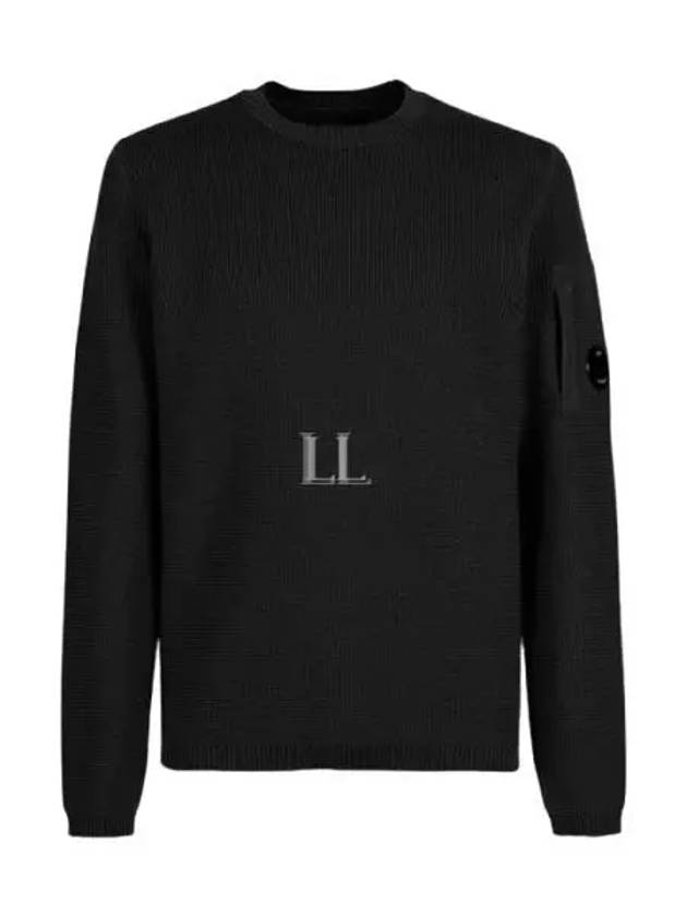 Lens Ribbed Crew Neck Knit Top Black - CP COMPANY - BALAAN 2