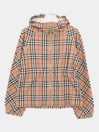 Kids Vintage Check Cotton Hooded Jacket Beige - BURBERRY - BALAAN 2