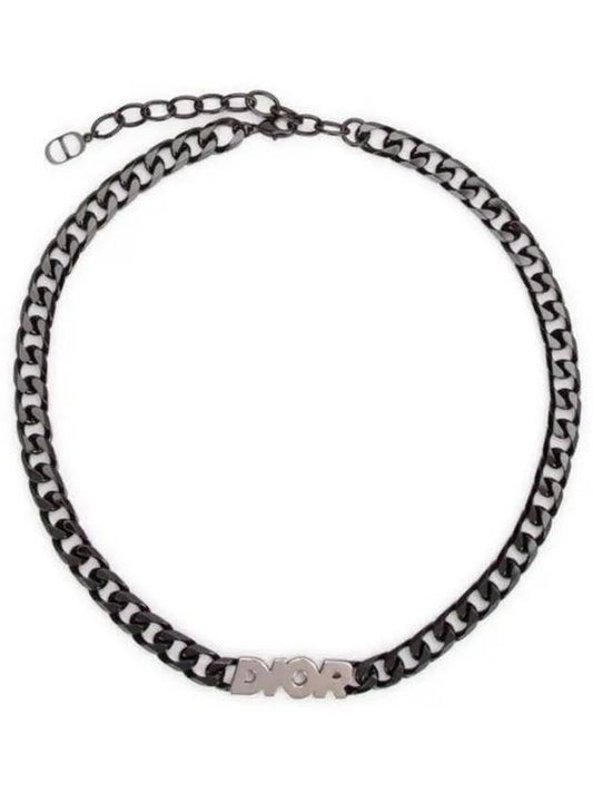 Logo Chain Link Choker Necklace Black - DIOR - BALAAN 2