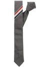 Men's Grosgrain Stripe Tie Dark Grey - THOM BROWNE - BALAAN 3