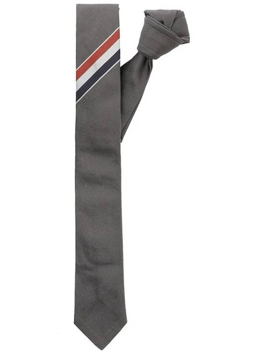 Men's Grosgrain Stripe Tie Dark Grey - THOM BROWNE - BALAAN 2