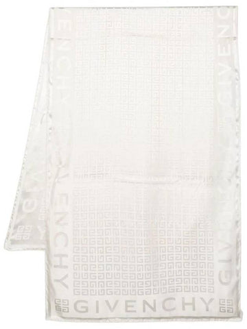 4G Shiny Silk Jacquard Scarf Ivory - GIVENCHY - BALAAN 1