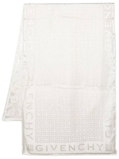 4G Shiny Silk Jacquard Scarf Ivory - GIVENCHY - BALAAN 1