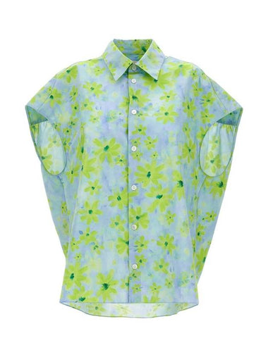 Floral Printing Short Sleeve Shirt Aqua Marine - MARNI - BALAAN 1