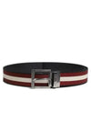 Taylan Stripe Reversible Belt Black Red - BALLY - BALAAN 2