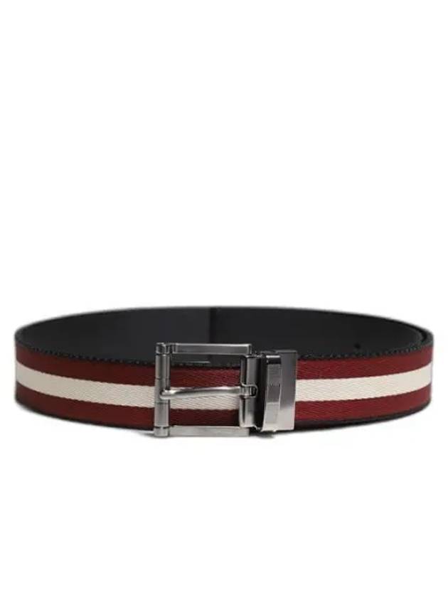 Taylan Stripe Reversible Belt Black Red - BALLY - BALAAN 2