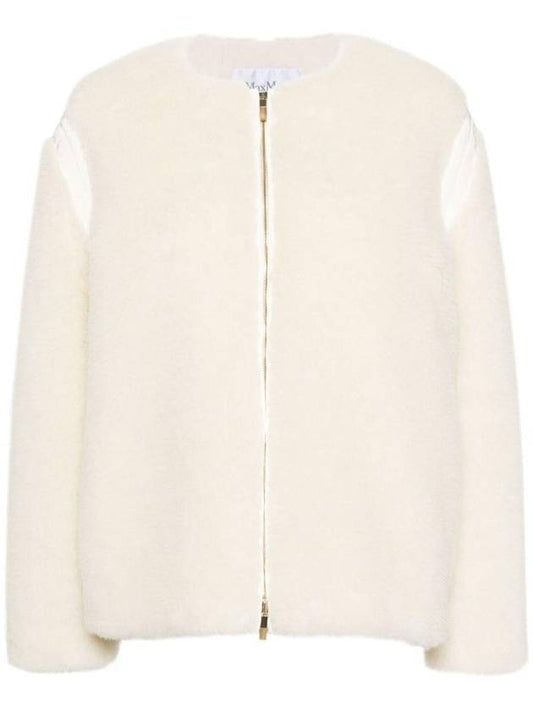 Wool Zip-Up Jacket Ivory - MAX MARA - BALAAN 1