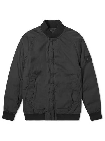 Ghost Piece Stretch Wool Nylon Bomber Jacket Black - STONE ISLAND - BALAAN 1