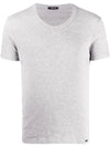 Cotton V-neck Short Sleeve T-Shirt Grey - TOM FORD - BALAAN 2