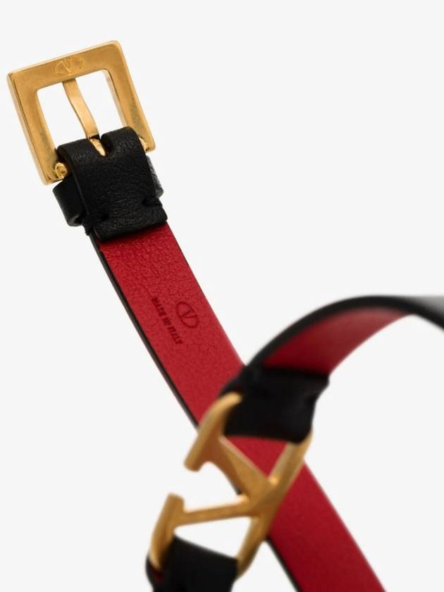 V logo signature double strap bracelet black pure red - VALENTINO - BALAAN 4