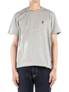 Small Heart Logo Short Sleeve T-Shirt Heather Grey - AMI - BALAAN 2