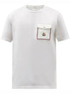 Symbol Logo Patch Pocket Short Sleeve White Cotton TShirt 8C000568390Y001 - MONCLER - BALAAN 1