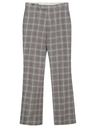 Men's Check Linen Wool Tailored Straight Pants Grey - GUCCI - BALAAN 2