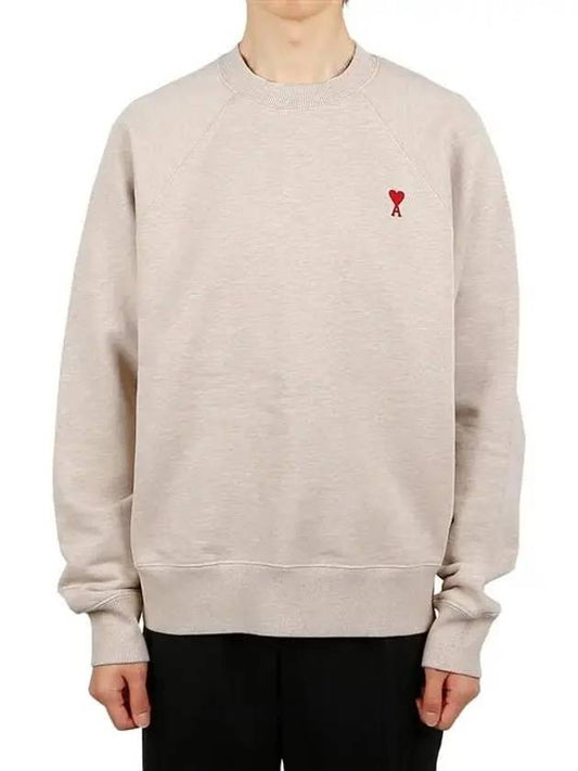 Small Heart Logo Sweatshirt Beige - AMI - BALAAN 2