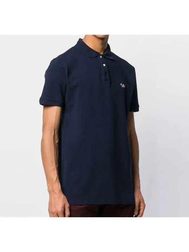 Tricolor Fox Patch Short Sleeve Polo Shirt Navy - MAISON KITSUNE - BALAAN 4