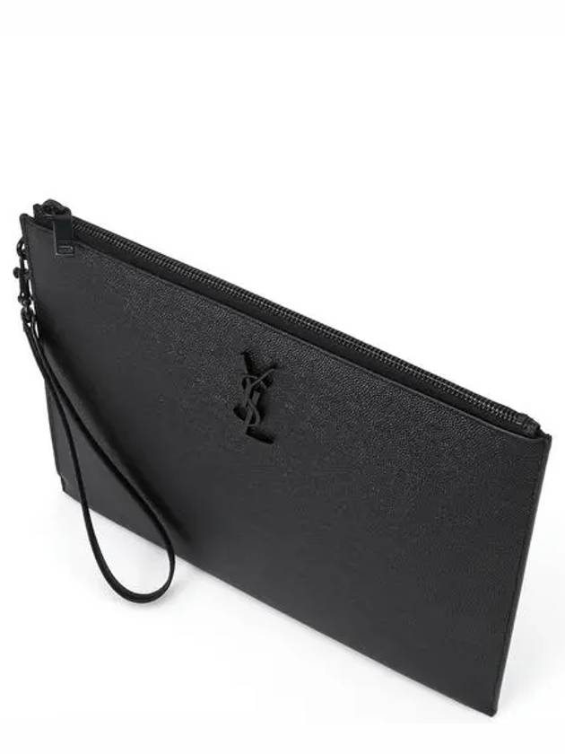 Monogram Strap Tablet Clutch Bag Black Black - SAINT LAURENT - BALAAN 6