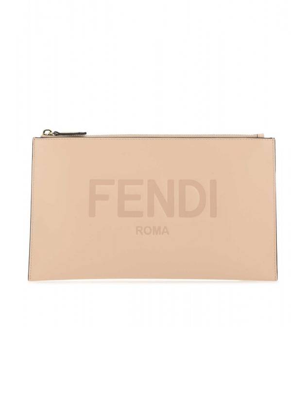 Logo Medium Leather Clutch Bag Pink - FENDI - BALAAN 1