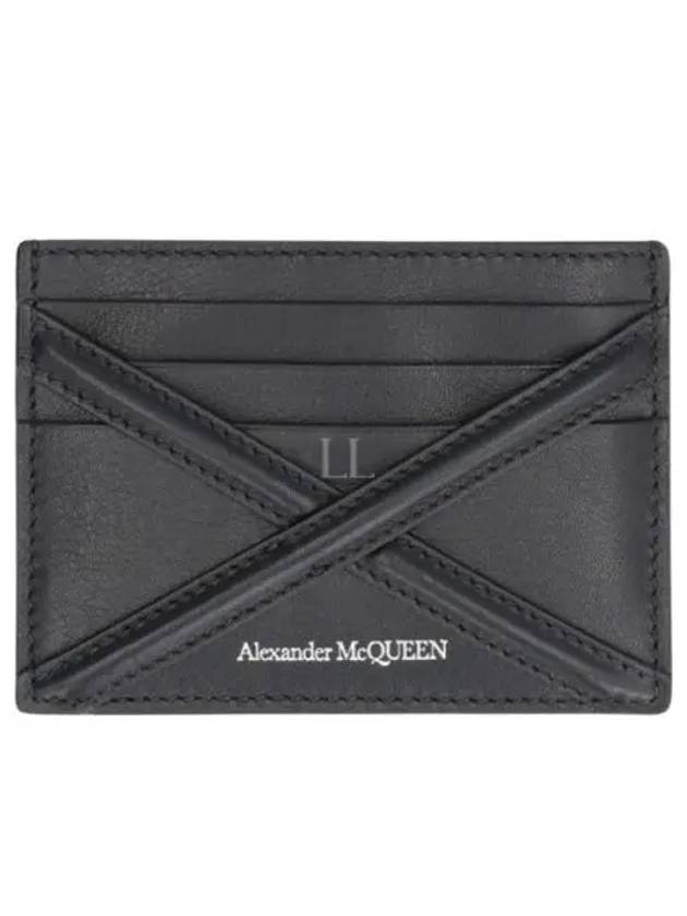 Harness Logo Print Calfskin Card Wallet Black - ALEXANDER MCQUEEN - BALAAN 2