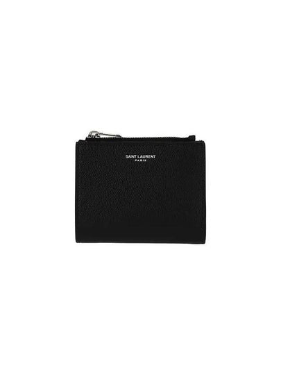 Grain de Poudre Embossed Leather Zipper Card Wallet Black - SAINT LAURENT - BALAAN 2