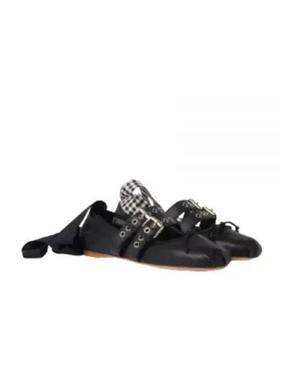 Buckle Strap Nappa Leather Ballerina Black - MIU MIU - BALAAN 2