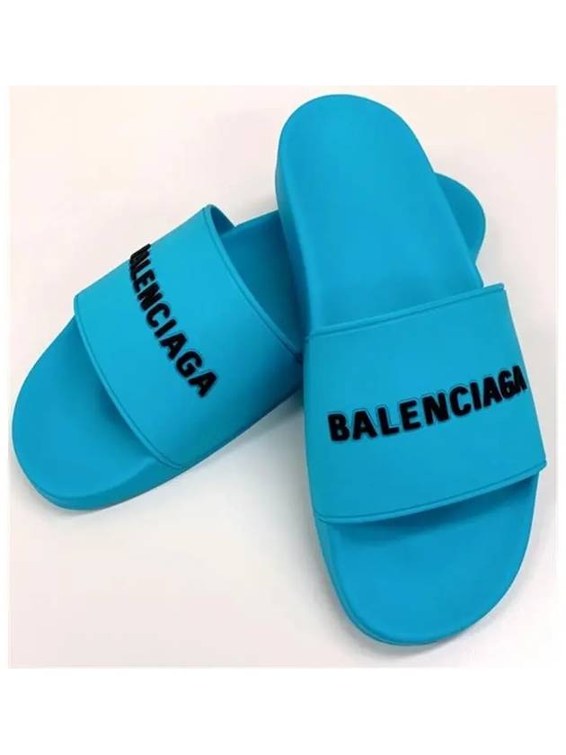 Men's Logo Full Slippers Blue - BALENCIAGA - BALAAN 2