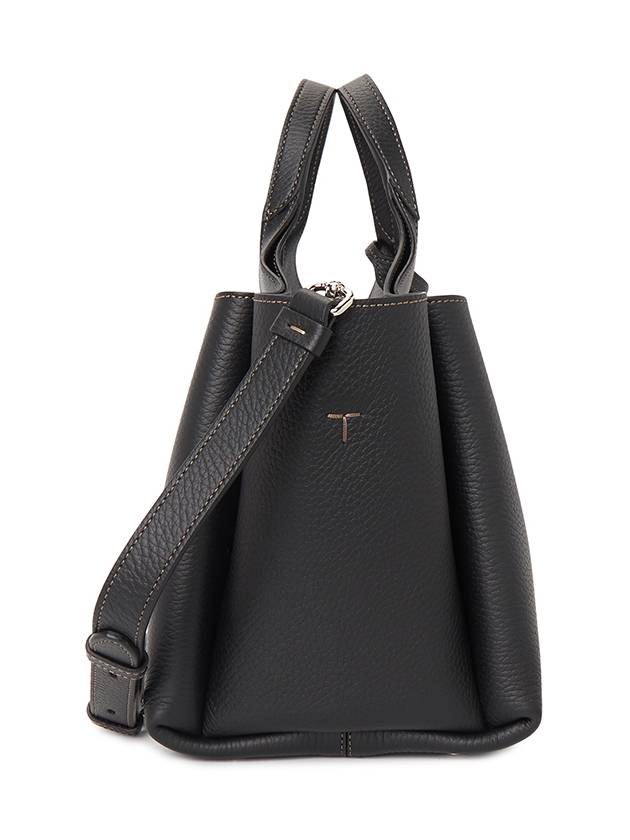 T Timeless Leather Small Tote Bag Black - TOD'S - BALAAN 3