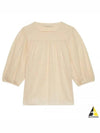 Women's Puff Sleeve Linen Blouse Beige - VANESSA BRUNO - BALAAN 2