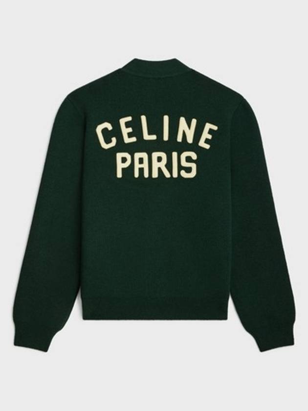 Paris Logo Patch Wool Cardigan Forest - CELINE - BALAAN 2