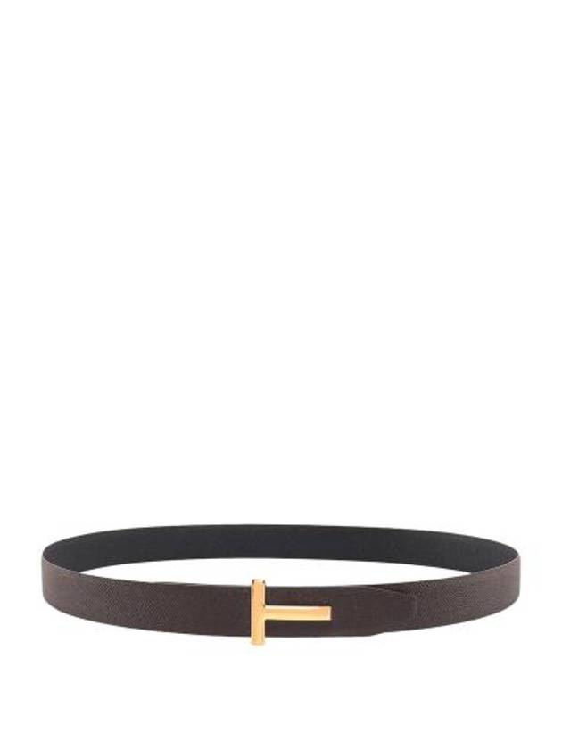 T Logo Reversible Leather Belt Chocolate - TOM FORD - BALAAN 4