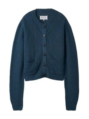 Hemp Basket Weave Knit Cardigan Blue - MAISON MARGIELA - BALAAN 1