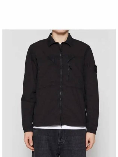 Wappen Patch Old Treatment Zip-Up Overshirt Black - STONE ISLAND - BALAAN 2