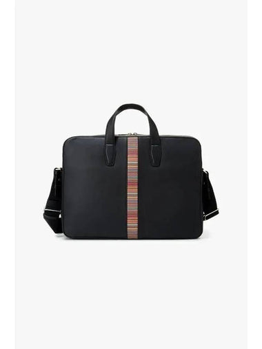 Stripe Trim Folio Bag Black - PAUL SMITH - BALAAN 1