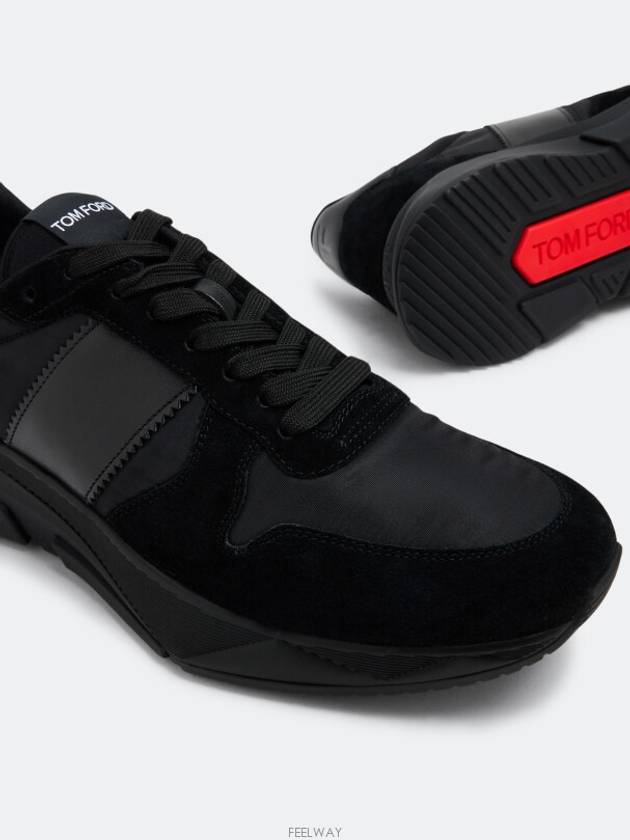 Suede Nylon Low Top Sneakers Black - TOM FORD - BALAAN 4