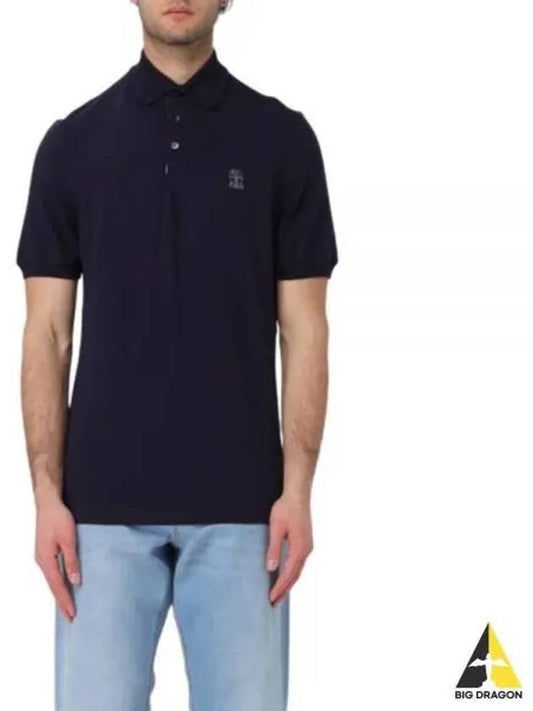 Logo Cotton Polo Shirt Blue - BRUNELLO CUCINELLI - BALAAN 2