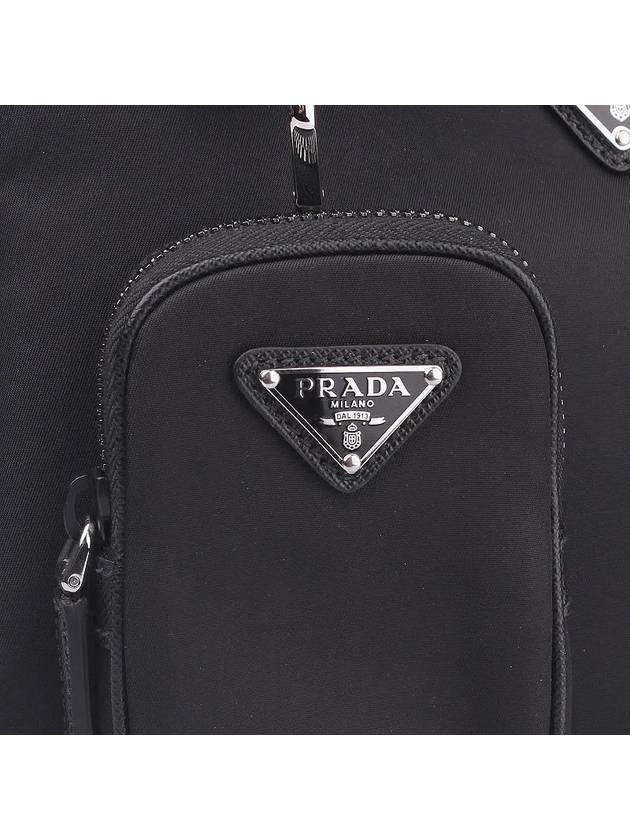 Triangle Logo Re-Nylon Saffiano Leather Shoulder Bag Black - PRADA - BALAAN 3