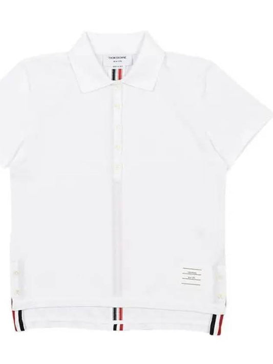 Classic Pique Center Back Stripe Relaxed Fit Short Sleeve Polo Shirt White - THOM BROWNE - BALAAN 2