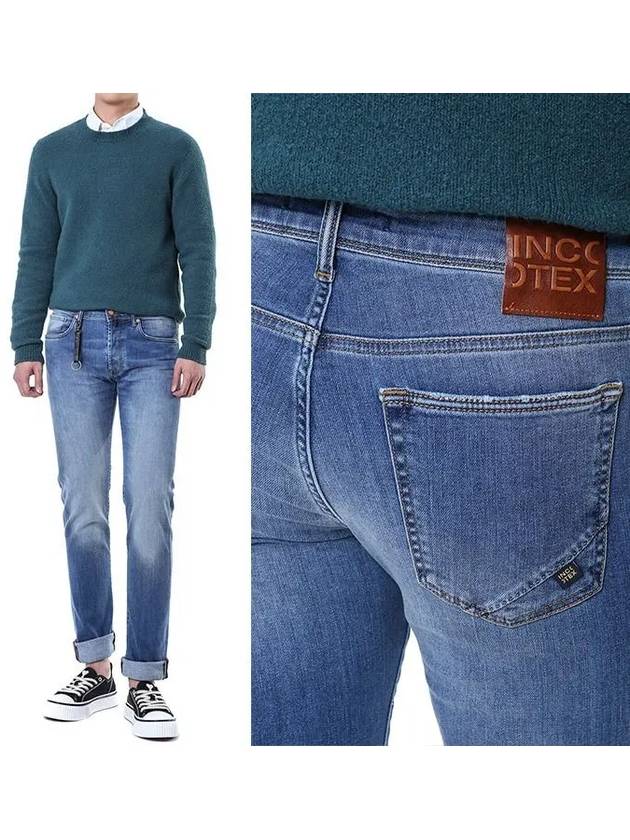 Denim Ladder Logo Patch Super Stretch Light Blue Jeans BDPS0003 00918 W3 003 - INCOTEX - BALAAN 1