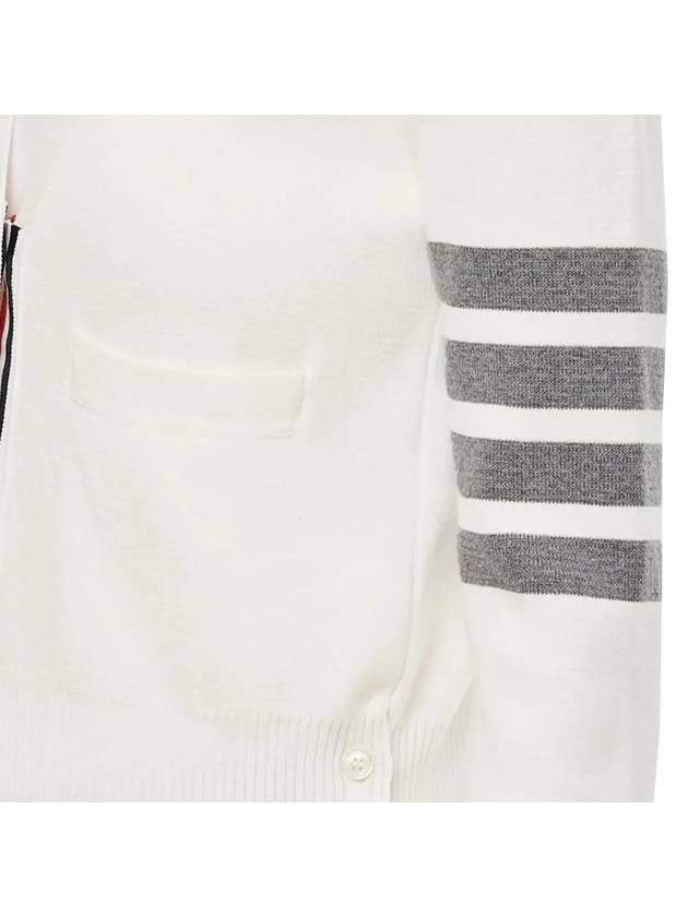 Cotton 4-Bar Milano Classic V-Neck Cardigan White - THOM BROWNE - BALAAN 5