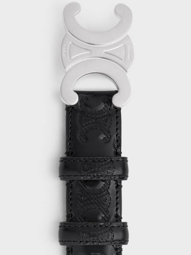 Triomphe Buckle Leather Belt Black - CELINE - BALAAN 4