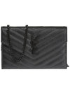 Monogram Envelope Chain Small Wallet Cross Bag Black - SAINT LAURENT - BALAAN 1