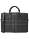 Check Print Leather Brief Case Charcoal - BURBERRY - BALAAN 1