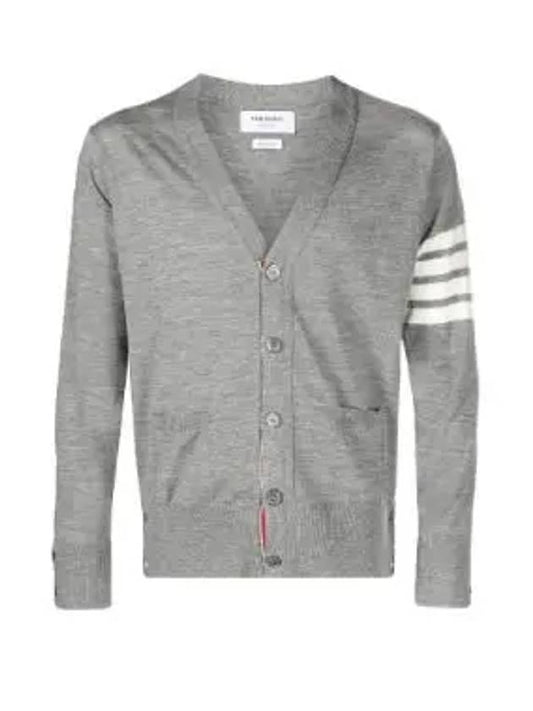 Men's Sustainable Classic Diagonal Wool Cardigan Pale Grey - THOM BROWNE - BALAAN 2