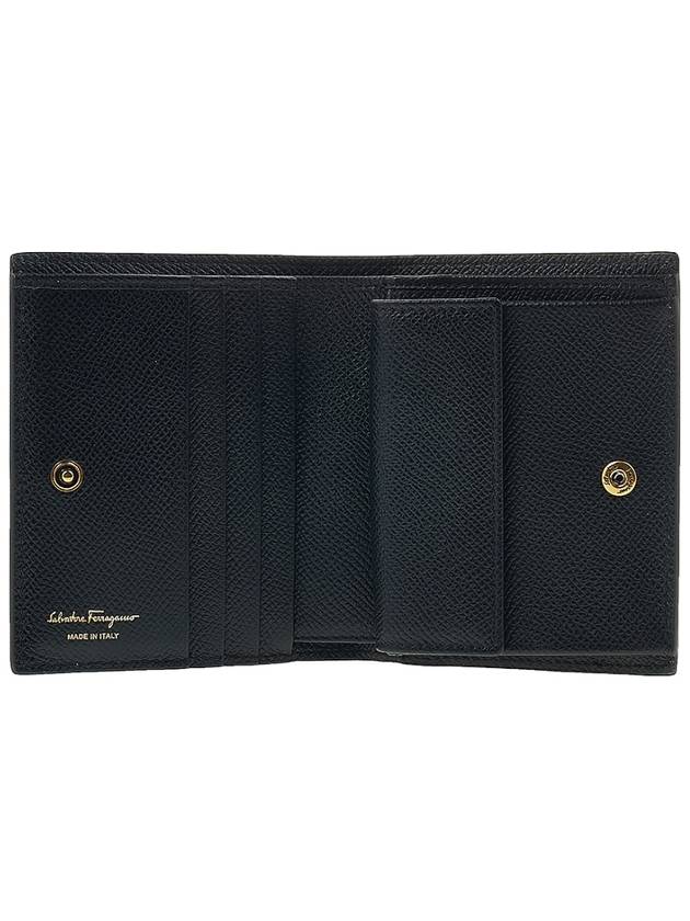 Gancini Compact Half Wallet Black - SALVATORE FERRAGAMO - BALAAN 11