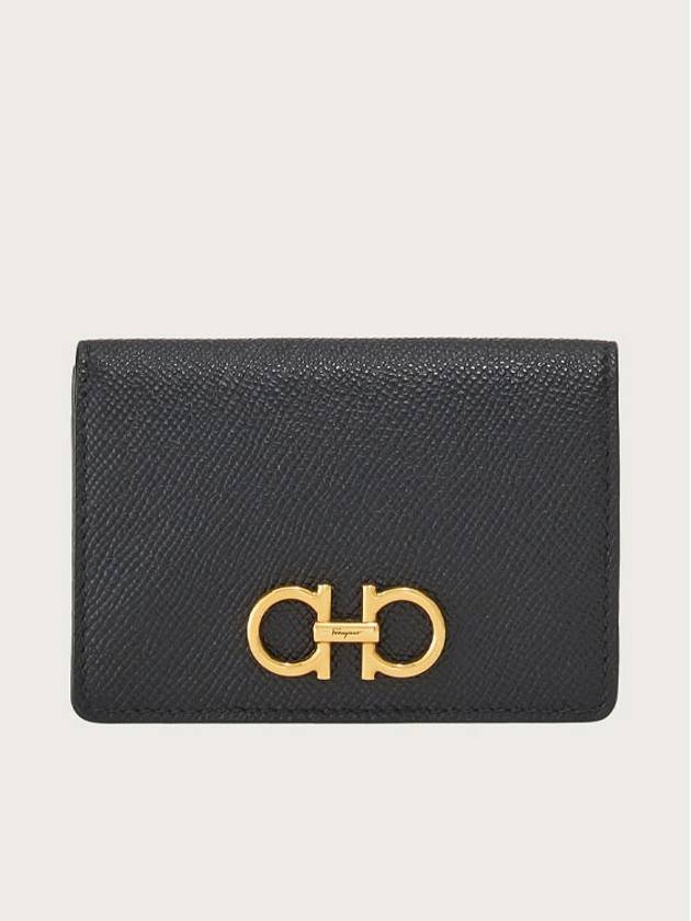 Gancini Leather Card Wallet Black - SALVATORE FERRAGAMO - BALAAN 3