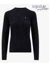 Embroidered Logo Pony Cable Knit Top Black - POLO RALPH LAUREN - BALAAN 2