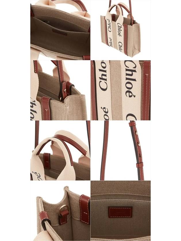 Woody Small Canvas Tote Bag White Brown Beige - CHLOE - BALAAN 5